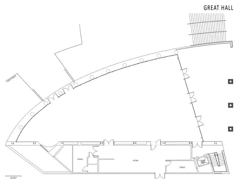 Great Hall floor plan and facility layout - UC San Diego International House