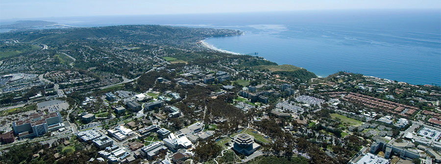 Aerial view of La Jolla / UTC surrounding the UC San Diego campus; photo University Communications and Public Affairs, UC San Diego